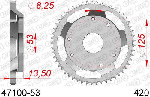 AFAM REAR STEEL 53T, 420 AF24710053