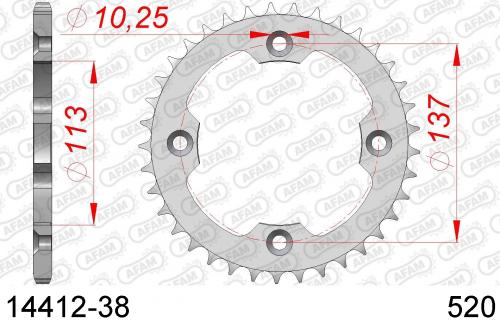 AFAM REAR STEEL 38T, 520 AF21441238
