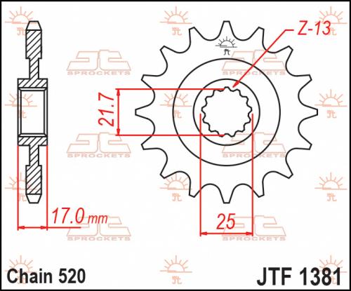 JT SPROCKETS FRONT STEEL 15T RB, 520 JTF138115R