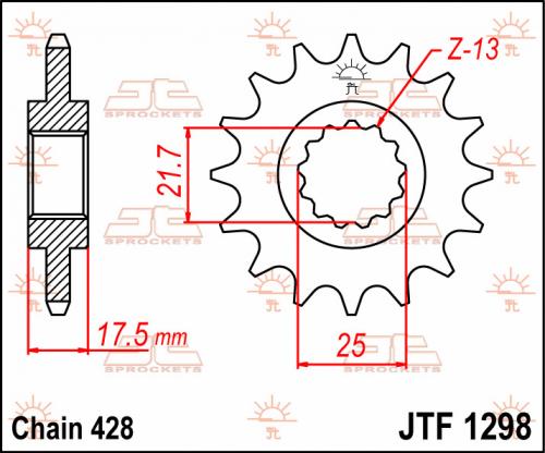 JT SPROCKETS FRONT STEEL 17T, 428 JTF129817