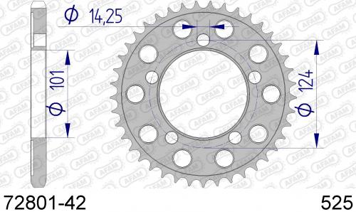 AFAM REAR ALU 42T, 525 AF57280142