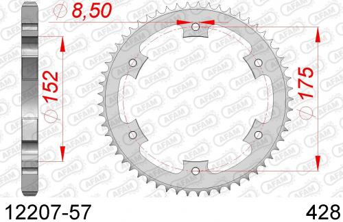 AFAM REAR STEEL 57T, 428 AF21220757
