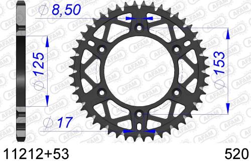 AFAM REAR ALU 53T, 520 AF51121253