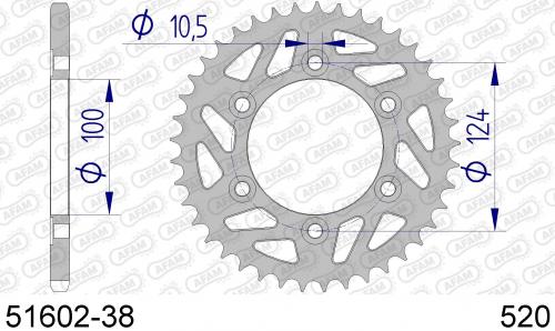 AFAM REAR ALU 38T, 520 AF55160238
