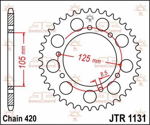 JT SPROCKETS REAR STEEL 53T, 420 JTR113153