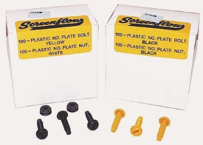 MISCELLANEOUS-1 YELLOW PLASTIC NUMBER PLATE BOLTS & NUTS (100)
