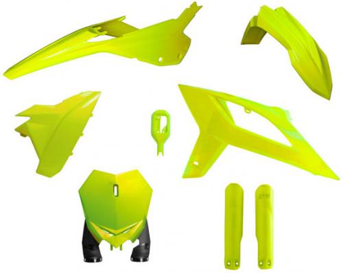 RTECH PLASTIC KIT MOTOCROSS 7 PCS NEON YELLOW