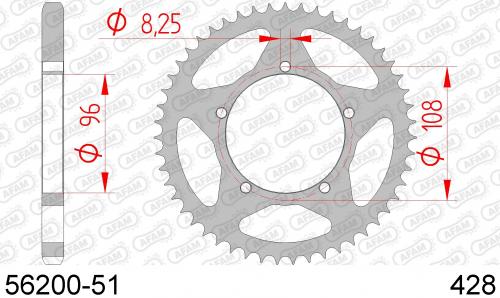 AFAM REAR STEEL 51T, 428 AF25620051