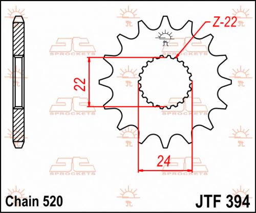 JT SPROCKETS FRONT STEEL 14T, 520 JTF039414