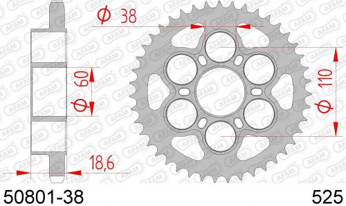 AFAM REAR STEEL 38T, 525 AF25080138