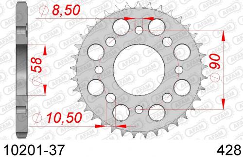 AFAM REAR STEEL 37T, 428 AF21020137