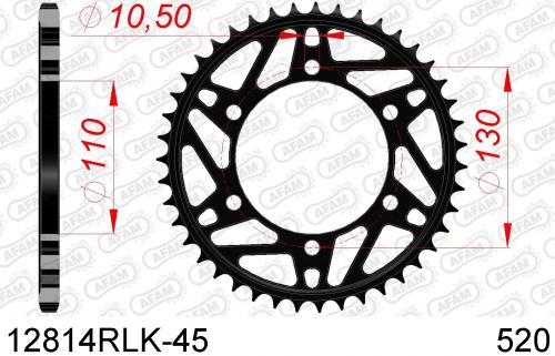 AFAM REAR STEEL 45T, 520 AF212814RLK45
