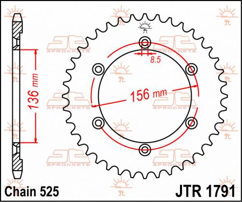JT SPROCKETS REAR STEEL 41T, 525 JTR179141
