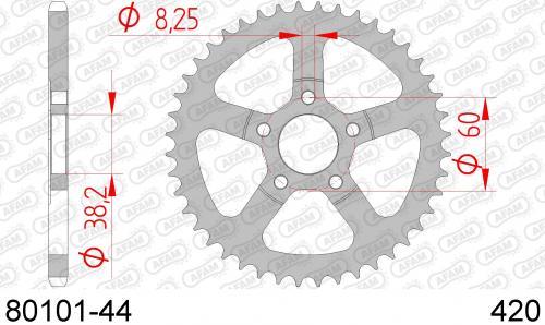AFAM REAR STEEL 44T, 420