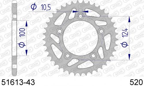 AFAM REAR ALU 43T, 520 AF55161343
