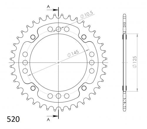 SUPERSPROX SUPERSPROX REAR STEALTH 42T, GOLD, 520 SU685742G