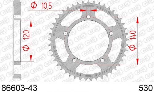 AFAM REAR STEEL 43T, 530 AF28660343