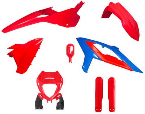 RTECH PLASTIC KIT 6 PCS W/HEADL/WRAP FORK RED/BL(OE)23