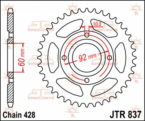 JT SPROCKETS REAR STEEL 39T, 428 JTR083739