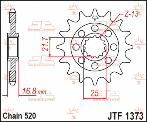JT SPROCKETS FRONT STEEL 16T, 520 JTF137316