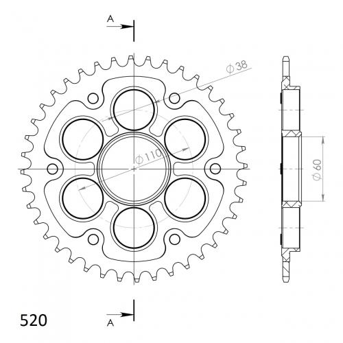 SUPERSPROX SUPERSPROX REAR STEALTH 41T, GOLD, 520 SU673741G