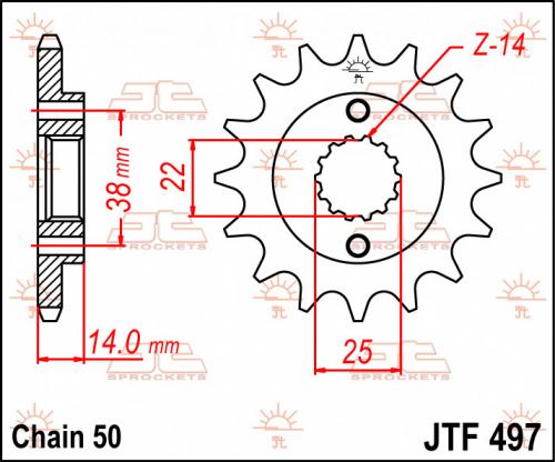 JT SPROCKETS 497-15 FRONT SPROCKET
