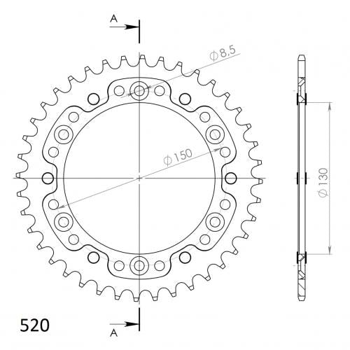 SUPERSPROX SUPERSPROX REAR STEALTH 36T, BLACK, 520 SU624536B