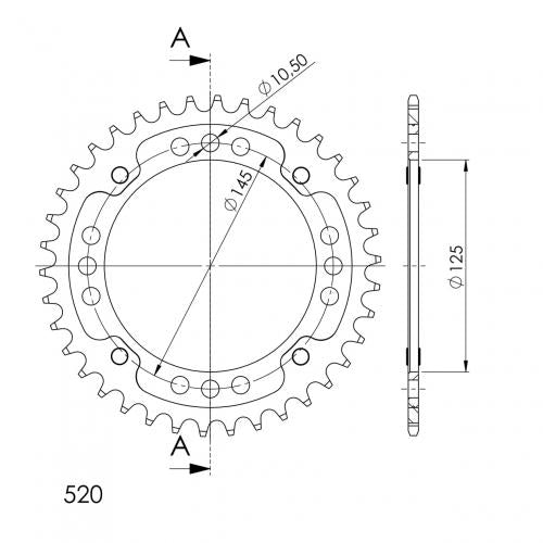 SUPERSPROX SUPERSPROX REAR STEALTH 38T, GOLD, 520 SU685738G