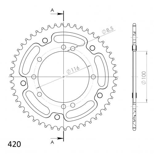 SUPERSPROX SUPERSPROX REAR ALU 50T, BLUE, 420 SU245750D