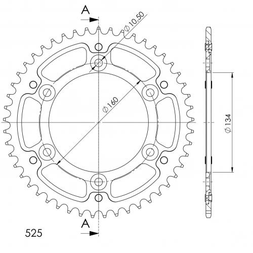 SUPERSPROX SUPERSPROX REAR STEALTH 50T, RED, 525