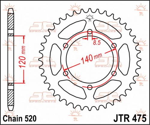 JT SPROCKETS REAR STEEL 40T, 520 JTR047540