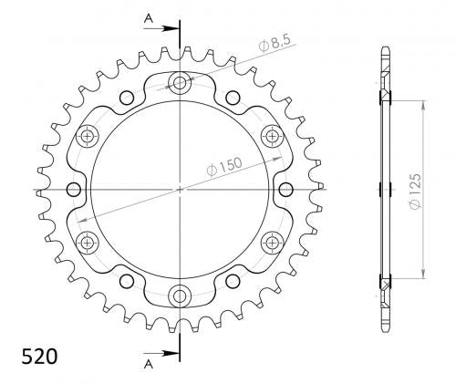 SUPERSPROX SUPERSPROX REAR STEALTH 38T, GOLD, 520 SU699038G