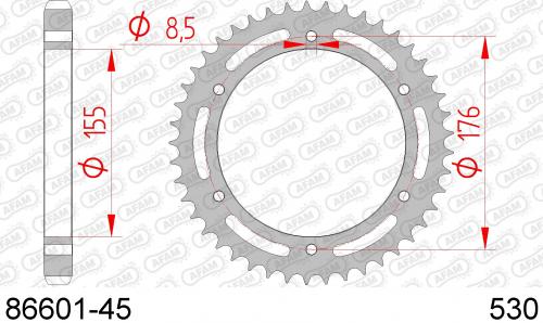 AFAM REAR STEEL 45T, 530 AF28660145