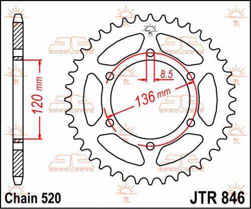JT SPROCKETS REAR STEEL 37T, 520 JTR084637