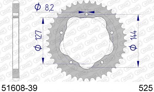 AFAM REAR ALU 39T, 525 AF55160839