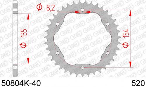 AFAM REAR STEEL 40T, 520 BLACK