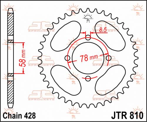 JT SPROCKETS REAR STEEL 41T, 428 JTR081041