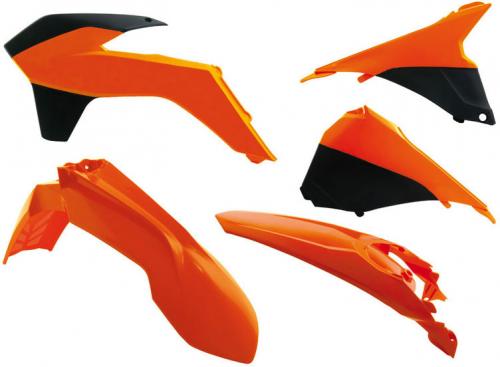 RTECH PLASTICS KIT 5 PCS W/AIRBOX COV KTM ORA/BLACK (OE)
