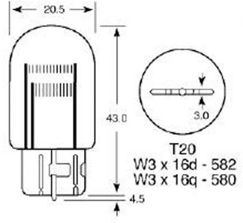 ELECTRICAL (10 PACK) 12V 21W AMBER T20 WEDGE/CAPLESS INDICATO