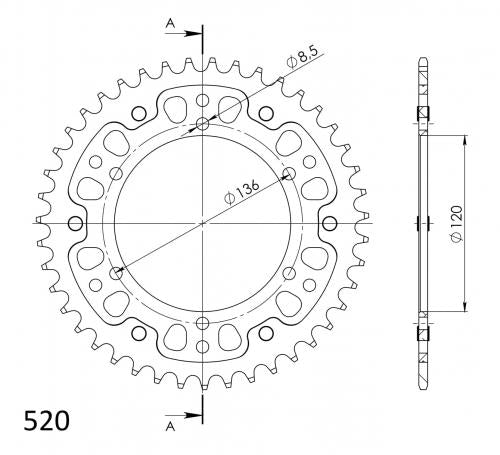 SUPERSPROX SUPERSPROX REAR STEALTH 38T, GOLD, 520 SU684638G
