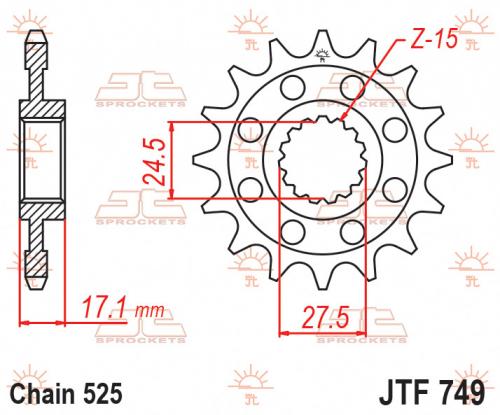 JT SPROCKETS 749-15 FRONT SPROCKET