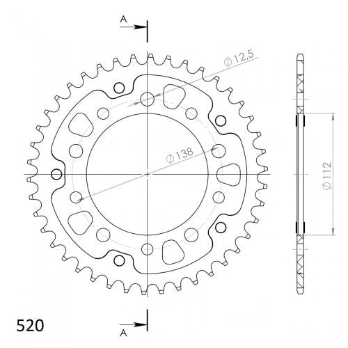 SUPERSPROX SUPERSPROX REAR ALU 42T, BLACK, 520 SU2130342B