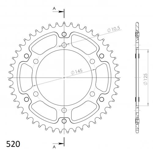 SUPERSPROX SUPERSPROX REAR STEALTH 47T, GOLD, 520 SU685547G