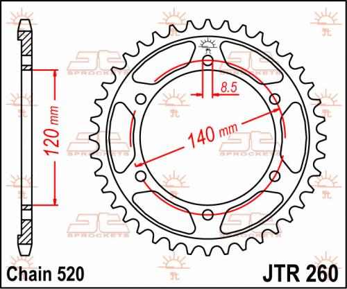 JT SPROCKETS 260-38 REAR SPROCKET