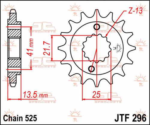 JT SPROCKETS FRONT STEEL 15T RB, 525 JTF029615R