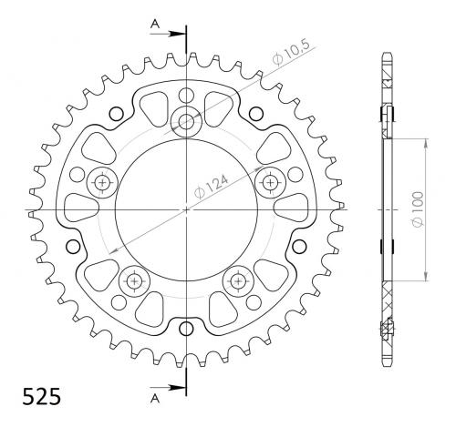SUPERSPROX SUPERSPROX REAR STEALTH 42T, SILVER, 525 SU674442S