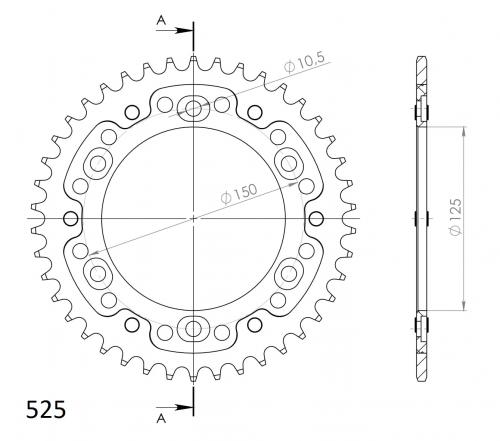SUPERSPROX SUPERSPROX REAR ALU 42T, BLACK, 525 SU289942B