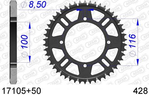 AFAM REAR ALU 50T, 428 AF51710550S