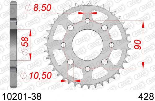 AFAM REAR STEEL 38T, 428 AF21020138