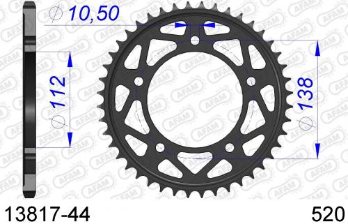 AFAM REAR ALU 44T, 520 AF51381744